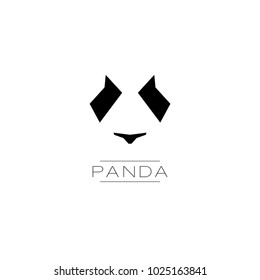 Abstract panda face with straight lines logotype