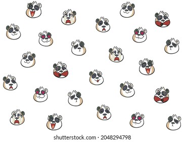 
abstract panda head expression arrangement all over design with solid background for textile printing clothes