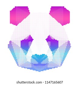 Abstract panda head isolated on white. Graphic animal portrait for birthday card, modern party invitation, wallpaper, shop sale advertising, workshop, t-shirt, bag print, poster.