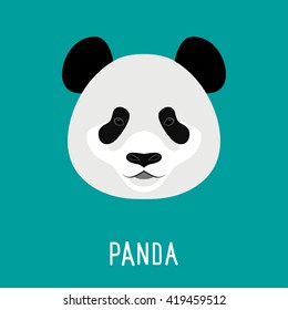 Abstract panda head isolated on stylish background. Cartoon cute panda portrait for design card, invitation, banner, book, scrapbook, t-shirt, poster, sketchbook, album etc.