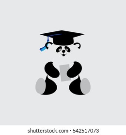 abstract panda icon logo education