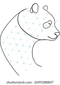 Abstract Panda Illustration with Geometric Network Design representing connectivity and innovation for creative projects and digital platforms highlighting modern technology in wildlife artwork