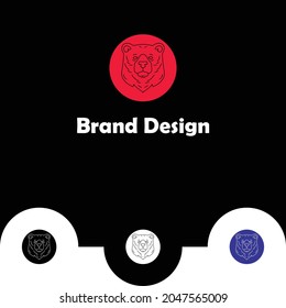 Abstract panda logo design with outline. Panda logo design in circle.