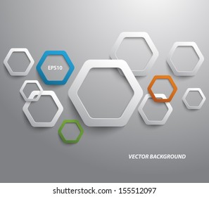 Abstract panel banners background with plastic hexagons for business design, websites, infographics. Clean and modern style