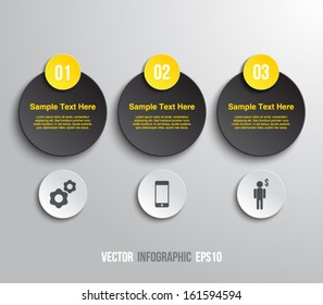 Abstract panel with circle paper banners and icons for business design, infographics, reports, number options, step presentation, websites or workflow layout. Clean and modern style