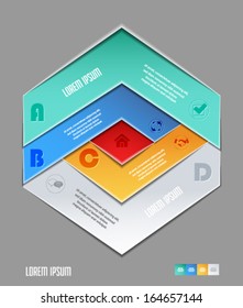 Abstract panel with paper banners for business design, infographics,progre ss, step presentation, number options or workflow layout. Vector eps10. 