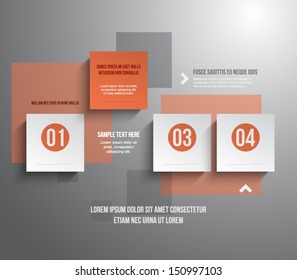 Abstract panel with paper banners over dark background for business design, infographics, reports, progress, step presentation, number options, websites or workflow layout. Clean and modern style