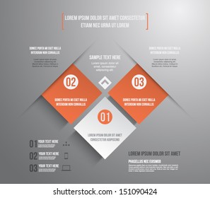 Abstract panel with paper banners over dark background for business design, infographics, reports, progress, step presentation, number options, websites or workflow layout. Clean and modern style
