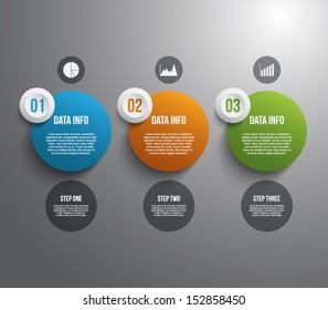 Abstract panel with paper banners and plastic buttons for business design, infographics, reports, step presentation, number options, websites or workflow layout. Clean and modern style