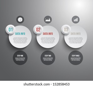 Abstract panel with paper banners and plastic buttons for business design, infographics, reports, step presentation, number options, websites or workflow layout. Clean and modern style