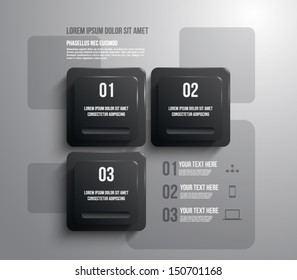 Abstract panel with plastic glossy banners for business design, infographics, reports, progress, step presentation, number options, websites or workflow layout. Clean and modern style