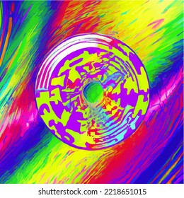 Abstract panoramic background, neon light, laser show, impulse, equalizer graphic, ultraviolet spectrum, pulse power lines
