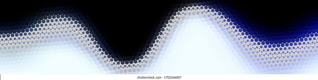 Abstract panoramic colorful halftone wide background. Panorama, Modern gradient Multicolor Backdrop with dots. Dotted soft lines pattern. Vector illustration.