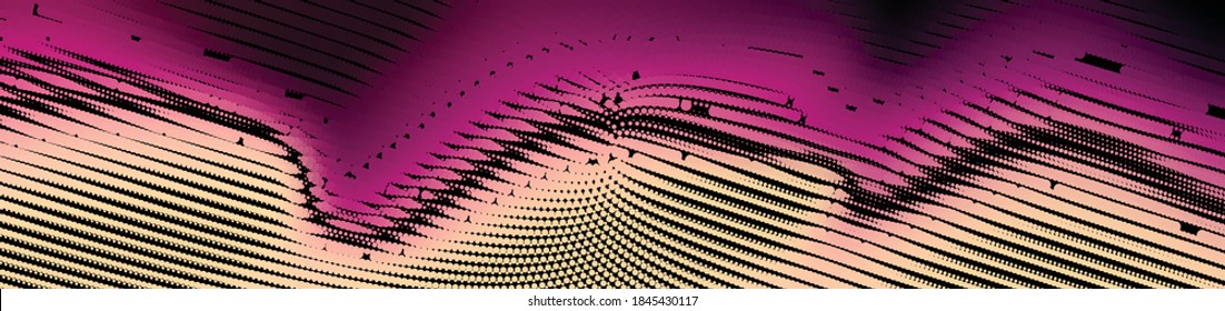 Abstract panoramic colorful halftone wide background. Panorama, Modern gradient Multicolor Backdrop with dots. Dotted soft lines pattern. Vector illustration.