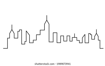 Abstract panoramic landscape as continuous lines drawing on white. Vector