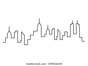 Abstract panoramic landscape as continuous lines drawing on white. Vector