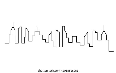 Abstract panoramic landscape as continuous lines drawing on white. Vector