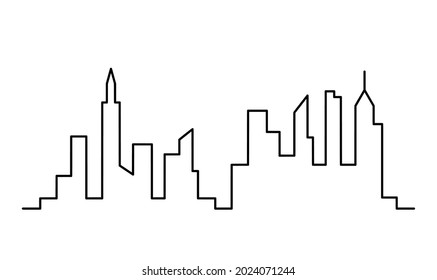 Abstract panoramic landscape as continuous lines drawing on white. Vector