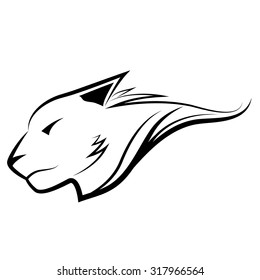 Abstract Panthera tigris head in outline for website and graphic design