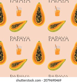 Abstract papayas summer vibes vector seamless pattern