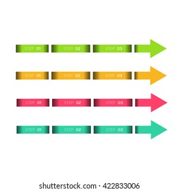 abstract paper arrow infographic template vector, step by step