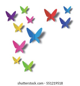 Abstract paper art colorful butterfly on white background vector graphic design for greeting card