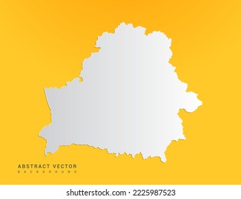 Gradiente de arte de papel abstracto de Bielorrusia mapa sobre fondo amarillo.