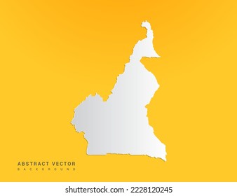 Abstract paper art gradient of Cameroon  map on yellow background.