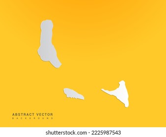 Gradiente de arte de papel abstracto de Comoros mapa sobre fondo amarillo.