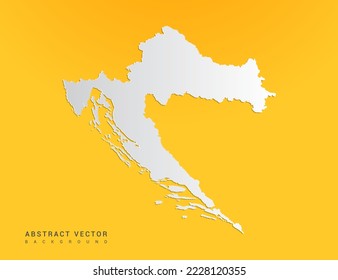 Abstract paper art gradient of Croatia map on yellow background.
