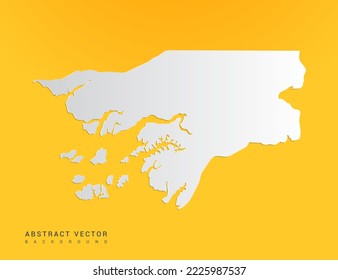 Abstract paper art gradient of Guinea Bissau map on yellow background.