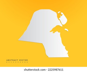 Abstract paper art gradient of Kuwait map on yellow background.