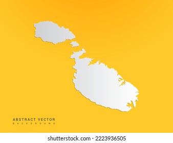 Abstract paper art gradient of Malta map on yellow background.