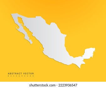 Abstract paper art gradient of Mexico map on yellow background.