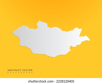 Gradiente de arte de papel abstracto de Mongolia mapa sobre fondo amarillo.