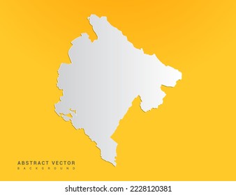 Abstract paper art gradient of Montenegro map on yellow background.