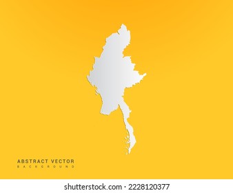 Abstract paper art gradient of Myanmar map on yellow background.
