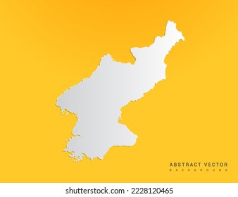 Abstract paper art gradient of North Korea map on yellow background.