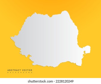 Abstract paper art gradient of Romania map on yellow background.