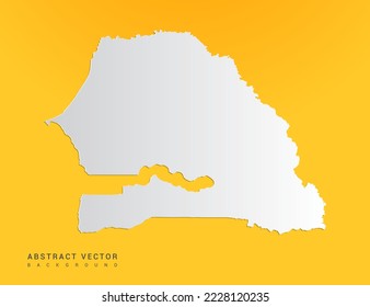 Abstract paper art gradient of Senegal map on yellow background.