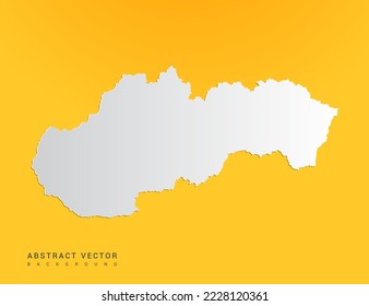 Gradiente de arte de papel abstracto de Eslovaquia mapa sobre fondo amarillo.