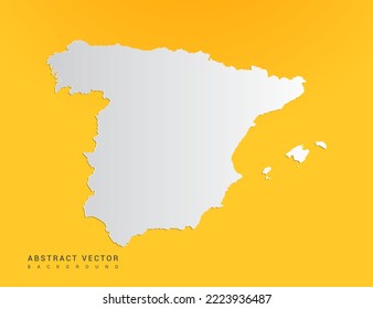 Abstract paper art gradient of Spain map on yellow background.