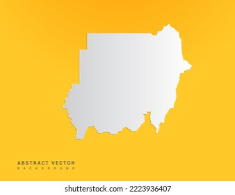 Abstract Paper Art Gradient Of Sudan Map On Yellow Background.