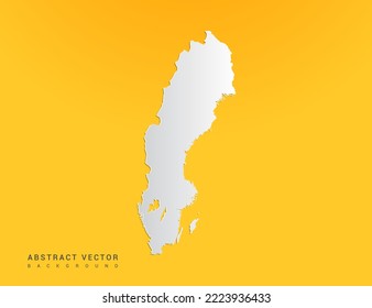 Gradiente de arte de papel abstracto de Suecia mapa sobre fondo amarillo.
