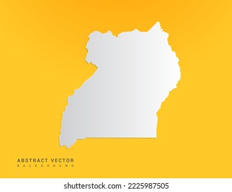 Abstract paper art gradient of Uganda map on yellow background.