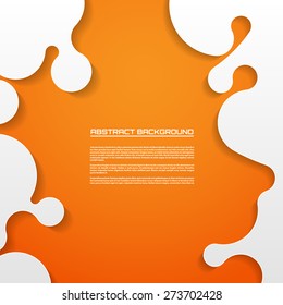 Abstract paper background, cutout curved elements on the orange background
