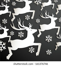 Abstract paper background with deers and snowflake