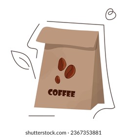 Abstrakte Papiertasche mit Kaffeebohnen.