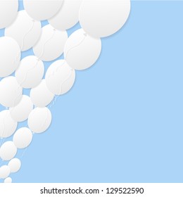 Abstract paper balloons on blue background. Vector illustration.