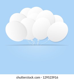 Abstract paper balloons on blue background. Vector illustration.